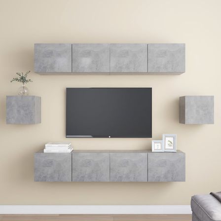 Ensemble de meuble TV 6 pcs Gris béton 5