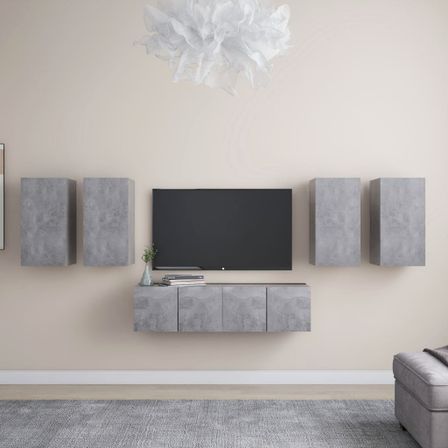 Ensemble de meuble TV 6 pcs Gris béton 3