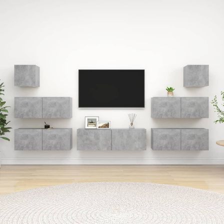 Ensemble de meuble TV 7 pcs Gris béton 8