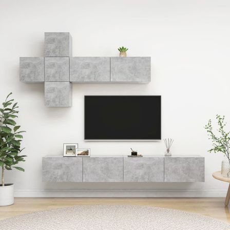 Ensemble de meuble TV 7 pcs Gris béton 7