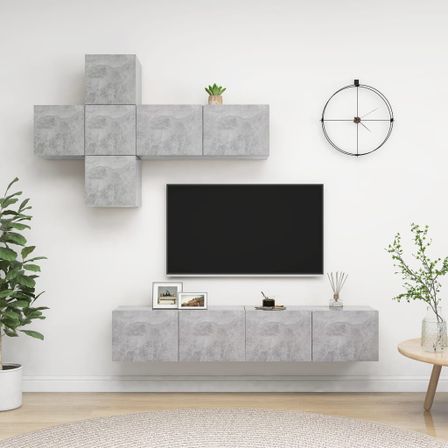 Ensemble de meuble TV 7 pcs Gris béton 6