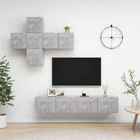 Ensemble de meuble TV 7 pcs Gris béton 5