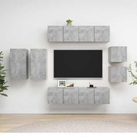 Ensemble de meuble TV 8 pcs Gris béton