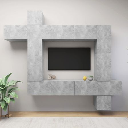 Ensemble de meuble TV 9 pcs Gris béton