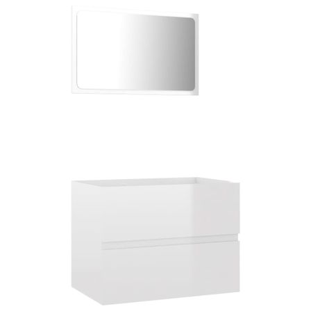 Ensemble de meubles de bain 2 pcs Blanc brillant 4