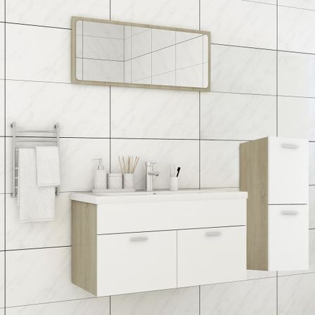 Ensemble de meubles de bain Blanc et chêne sonoma 43