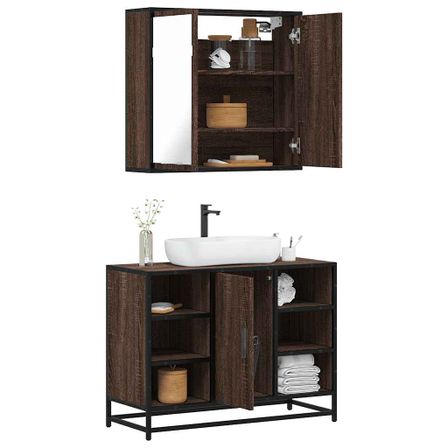 Ensemble de meubles de salle de bain 2 pcs Chêne marron