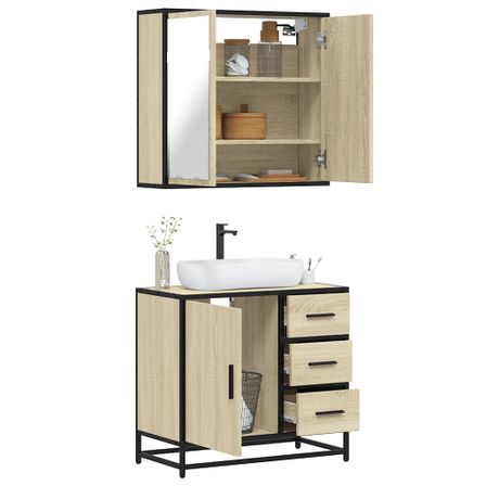 Ensemble de meubles de salle de bain 2 pcs chêne sonoma