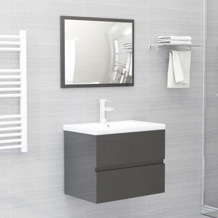 Ensemble de meubles de salle de bain 2 pcs Gris 4