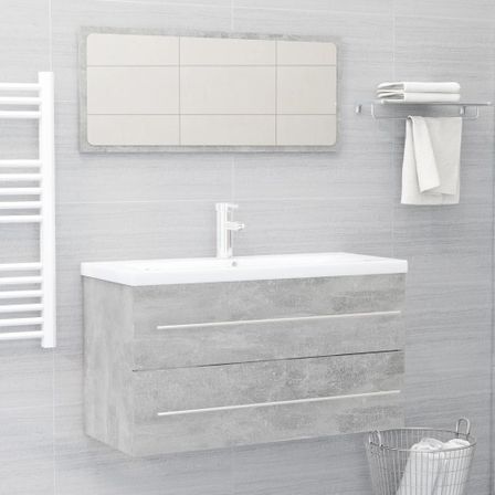 Ensemble de meubles de salle de bain 2 pcs Gris béton 6