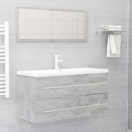 Ensemble de meubles de salle de bain 2 pcs Gris béton 4