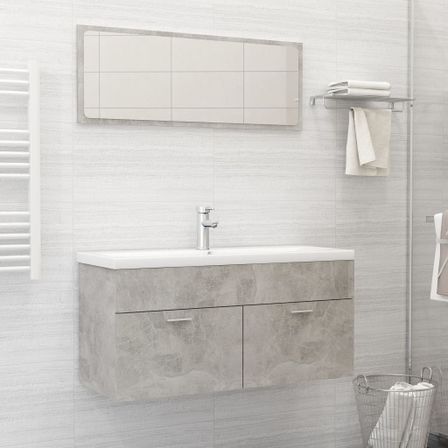 Ensemble de meubles de salle de bain 2 pcs Gris béton 7