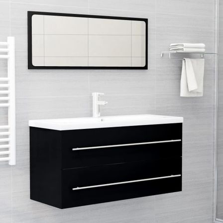 Ensemble de meubles de salle de bain 2 pcs Noir 7