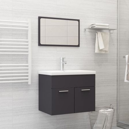 Ensemble de meubles de salle de bain 2 pcs Noir 12