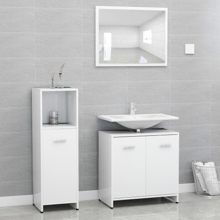 Ensemble de meubles de salle de bain 3 pcs Blanc 2
