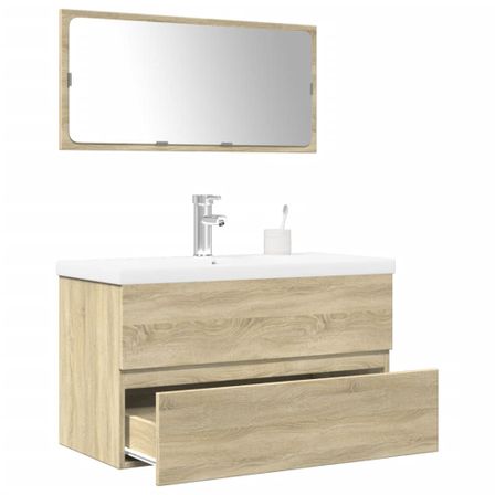 Ensemble de meubles de salle de bain 3 pcs chêne sonoma