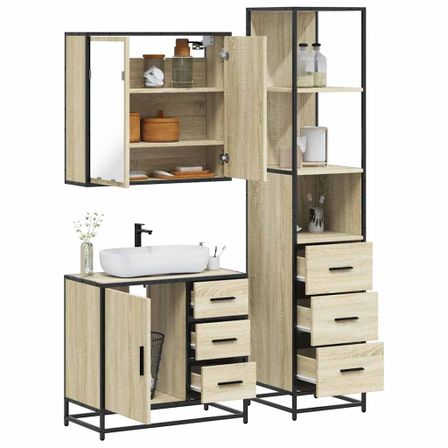 Ensemble de meubles de salle de bain 3 pcs chêne sonoma