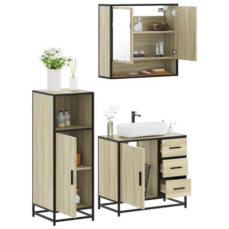 Ensemble de meubles de salle de bain 3 pcs chêne sonoma