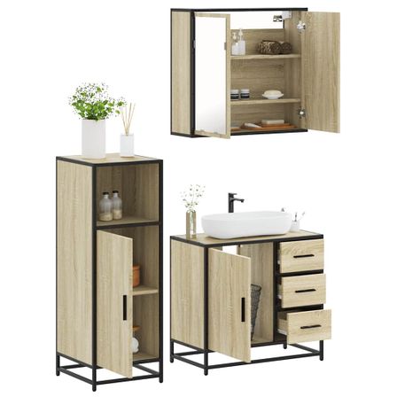 Ensemble de meubles de salle de bain 3 pcs chêne sonoma