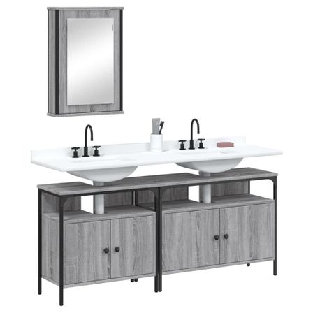 Ensemble de meubles de salle de bain 3 pcs Sonoma gris