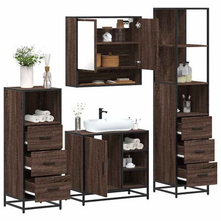 Ensemble de meubles de salle de bain 4 pcs chêne marron
