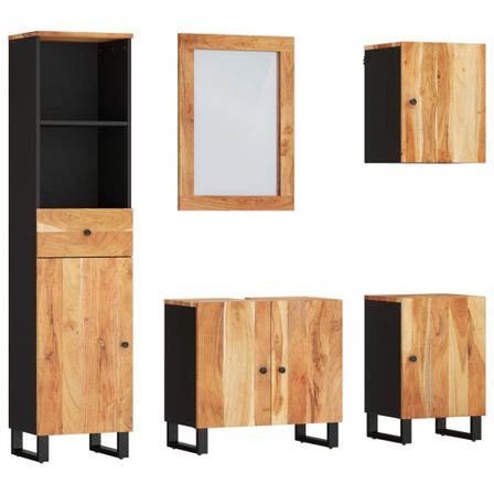Ensemble de meubles de salle de bain 5 pcs bois massif d'acacia