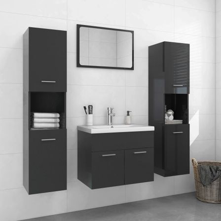 Ensemble de meubles de salle de bain Gris brillant 54