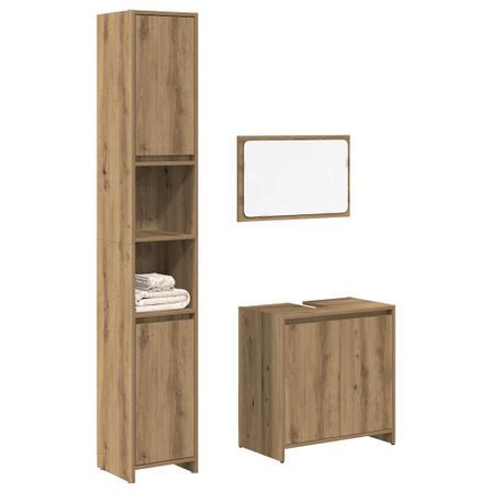 Ensemble de meubles salle de bain 3 pcs bois d'ingénierie