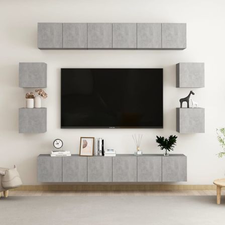 Ensemble de meubles TV 10 pcs Gris béton