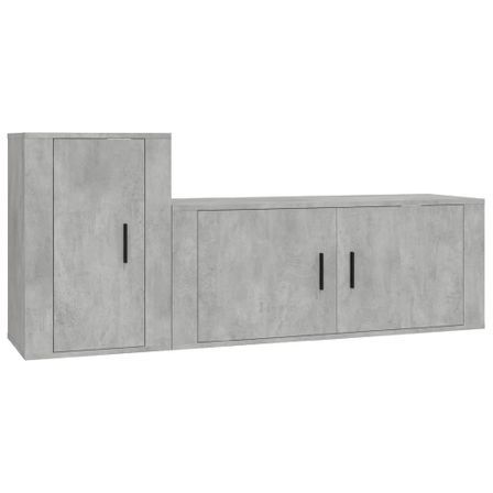 Ensemble de meubles TV 2 pcs gris béton bois d'ingénierie