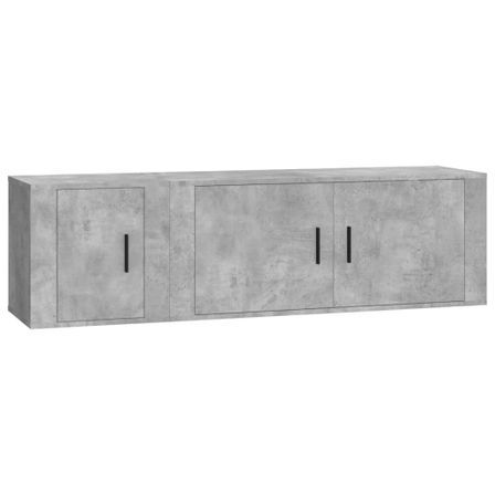 Ensemble de meubles TV 2 pcs gris béton bois d'ingénierie