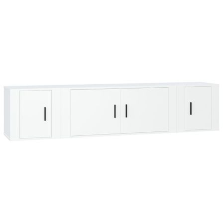 Ensemble de meubles TV 3 pcs Blanc Bois d'ingénierie