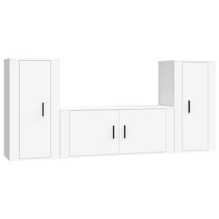 Ensemble de meubles TV 3 pcs Blanc Bois d'ingénierie