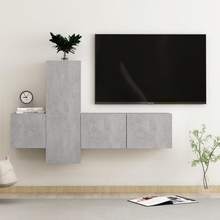 Ensemble de meubles TV 3 pcs Gris béton 6