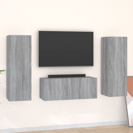 Ensemble de meubles TV 3 pcs Sonoma gris Bois d'ingénierie