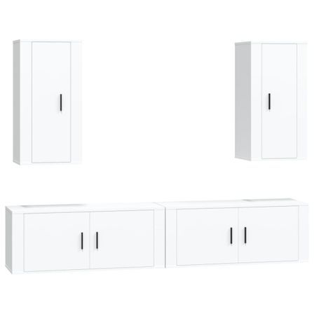 Ensemble de meubles TV 4 pcs Blanc Bois d'ingénierie