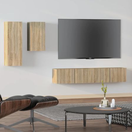 Ensemble de meubles TV 4 pcs Chêne sonoma Bois d'ingénierie