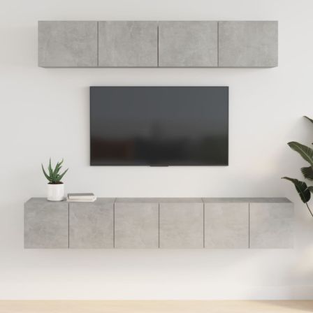 Ensemble de meubles TV 5 pcs Gris béton Bois d'ingénierie