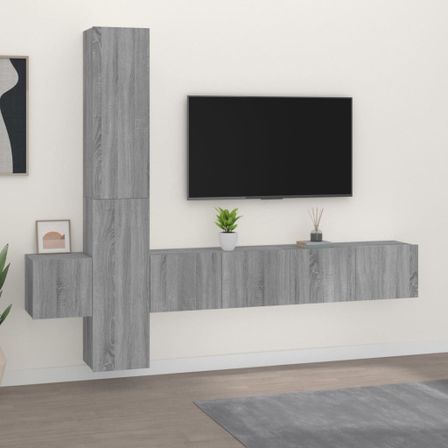 Ensemble de meubles TV 5 pcs Sonoma gris Bois d'ingénierie