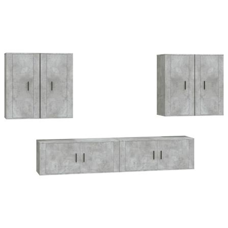 Ensemble de meubles TV 6 pcs Gris béton Bois d'ingénierie