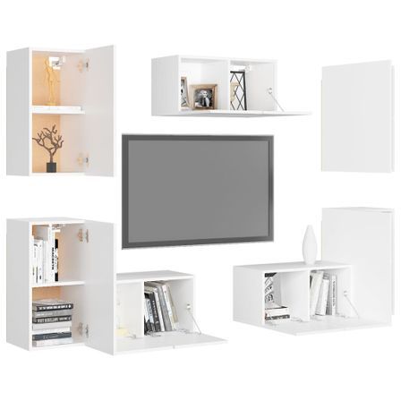 Ensemble de meubles TV 7 pcs Blanc 2
