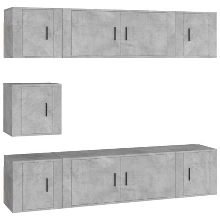 Ensemble de meubles TV 7 pcs Gris béton Bois d'ingénierie