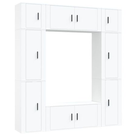 Ensemble de meubles TV 8 pcs Blanc Bois d'ingénierie