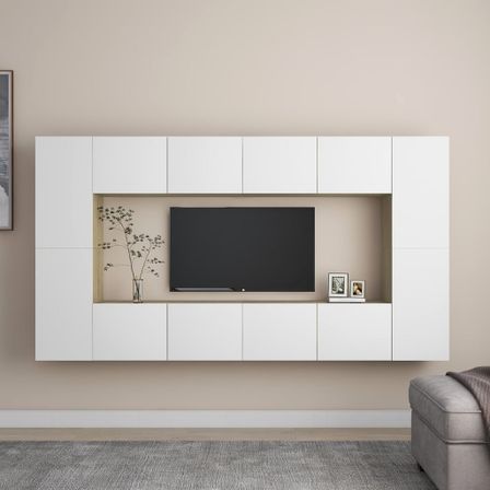 Ensemble de meubles TV 8 pcs Blanc et chêne sonoma 8
