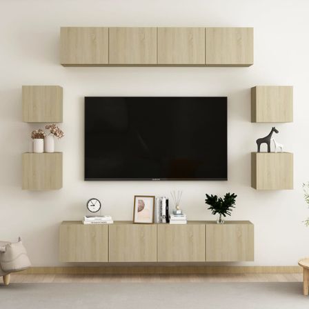 Ensemble de meubles TV 8 pcs Chêne sonoma