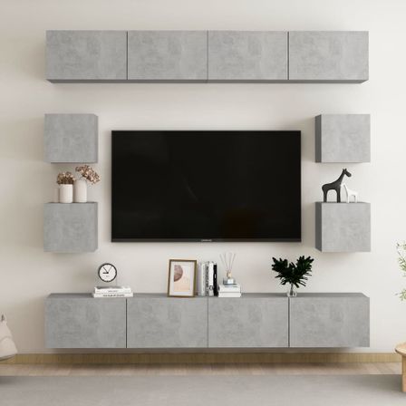 Ensemble de meubles TV 8 pcs Gris béton 3