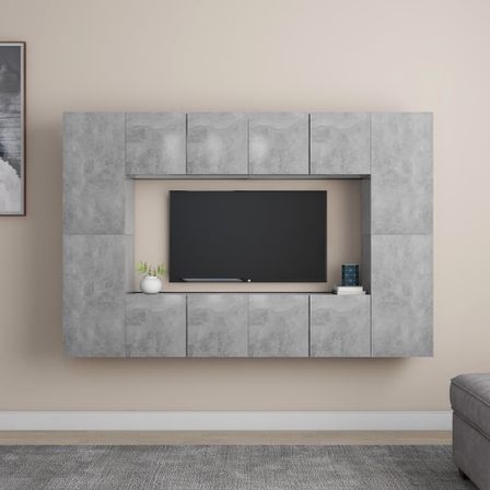 Ensemble de meubles TV 8 pcs Gris béton 8