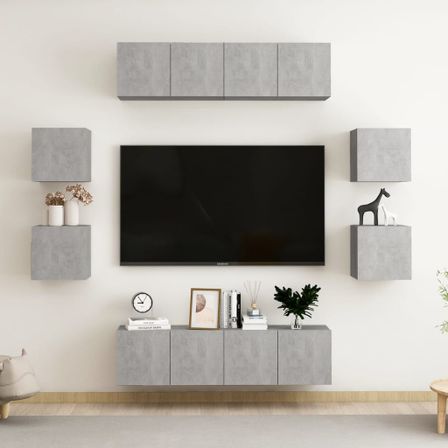Ensemble de meubles TV 8 pcs Gris béton 6