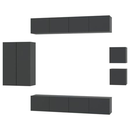 Ensemble de meubles TV 8 pcs Noir Bois d'ingénierie