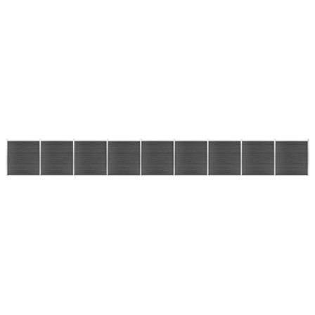 Ensemble de panneau de clôture WPC 1564x186 cm Noir